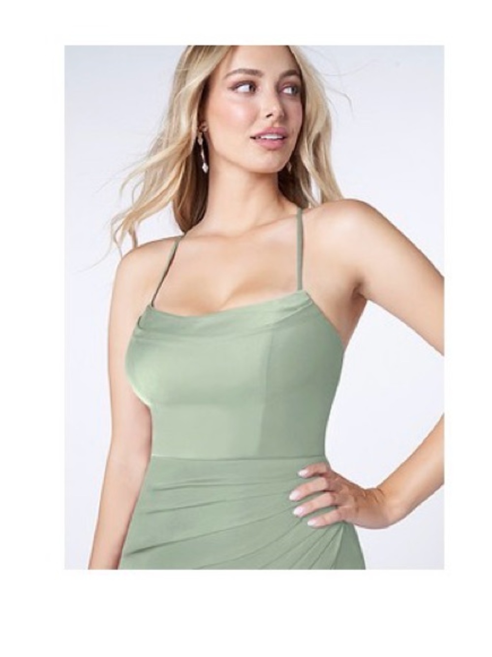 Azazie Kalea dusty sage bridesmaid dress
